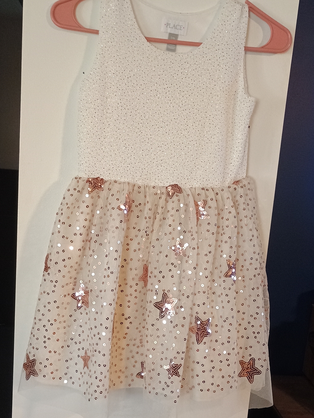 SPARKLY SEQUINED WHITE / ROSE GOLD  CHILDREN'S PLACE GIRLS DRESS SIZE 7/8
